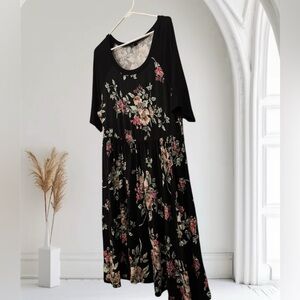 Torrid Black Floral Midi Dress